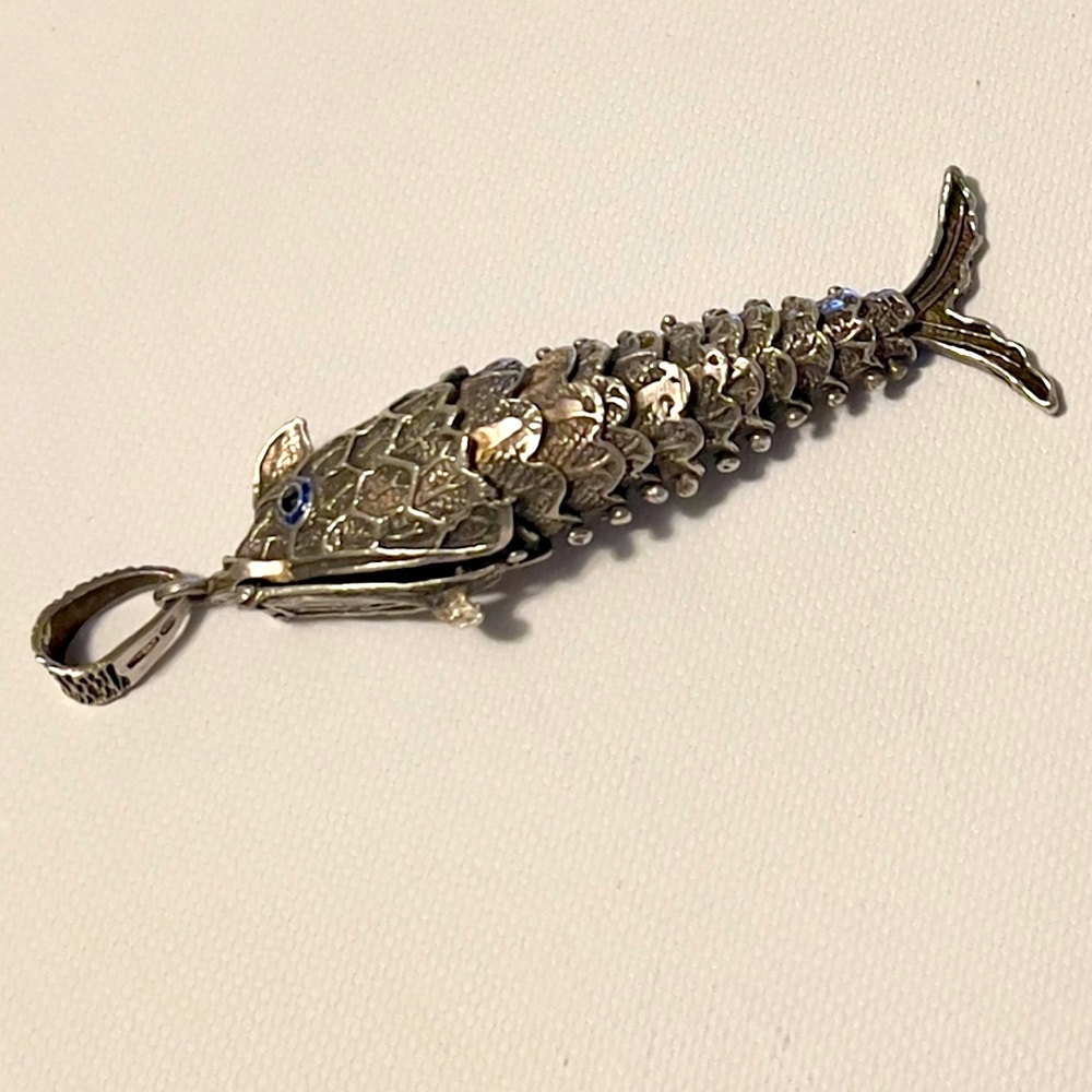 VINTAGE Articulated Fish Perfume Pendant